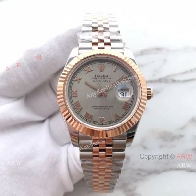 (EW) Replica Rolex Datejust II 2-Tone Rose gold Jubilee Grey Roman Dial Watch ETA3255